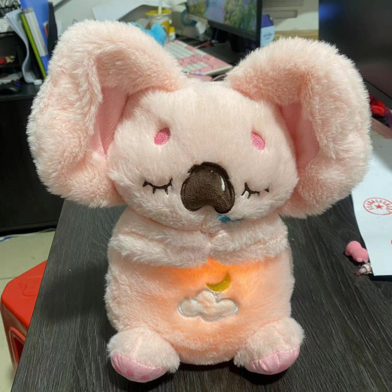 Cross border popular product will move ears, Koala new five level adjustable breathing, glowing, soothing baby doll toy